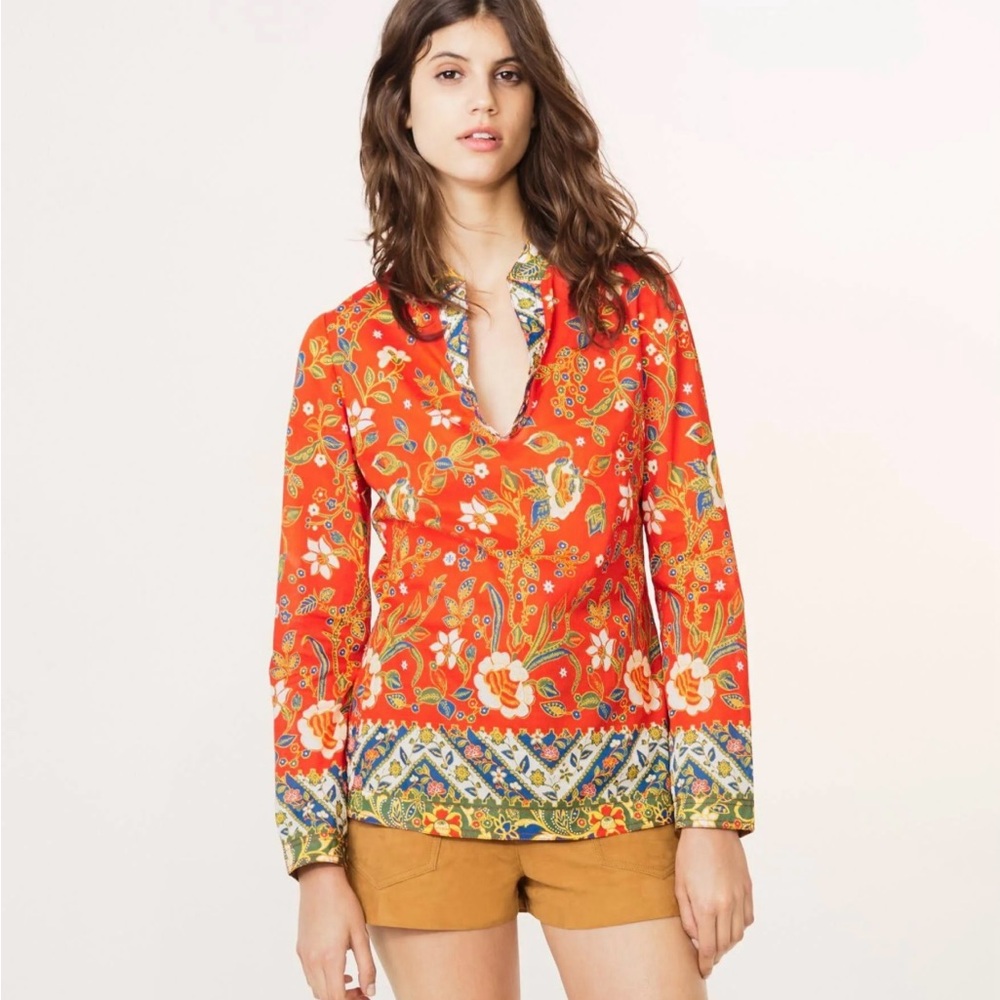 Tory Burch Samba Batik Stephanie Tunic Top Sz 2